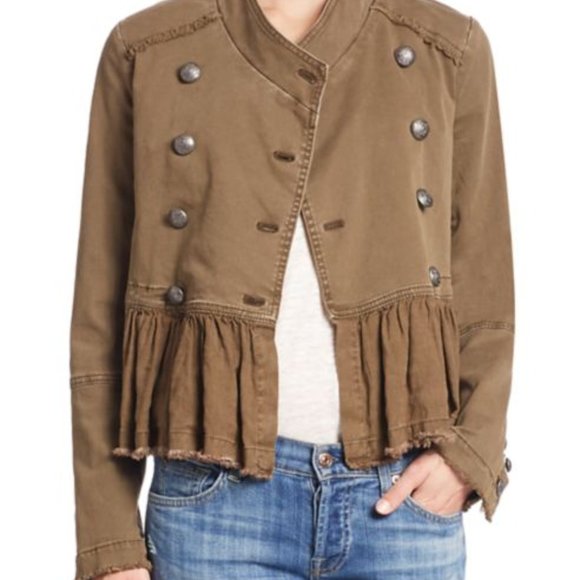 Free People Military Style Ruffled Peplum Jacket S - Picture 1 of 13